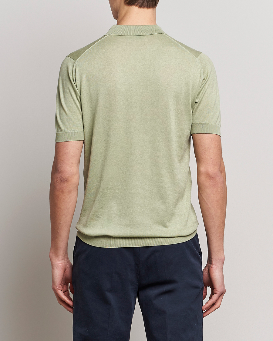 Uomini | Polo | John Smedley | Adrian Slim Fit Sea Island Polo Desert Green