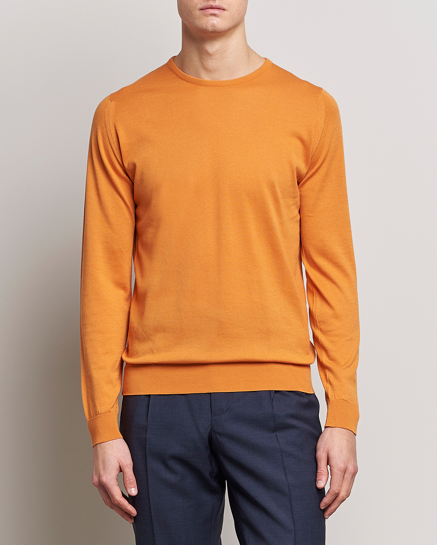 Uomini | Maglieria | John Smedley | Hatfield Sea Island Crew Neck Mandarin Orange