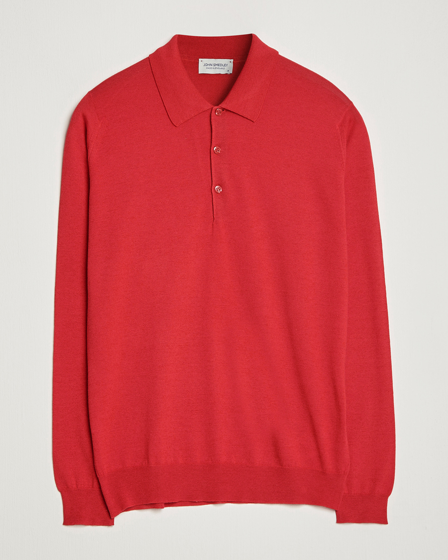 Uomini | Maglieria | John Smedley | Belper Wool/Cotton Polo Pullover Ruby