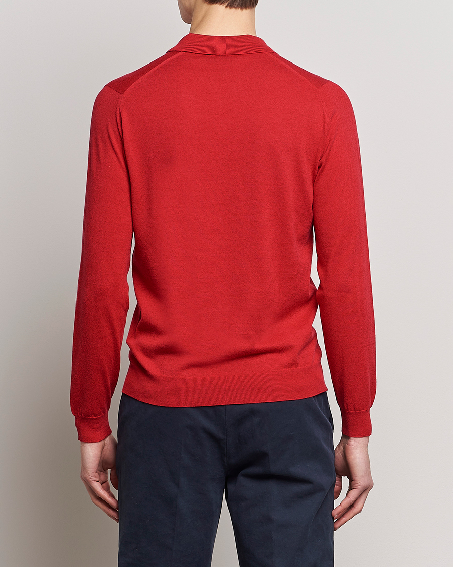 Uomini | Maglieria | John Smedley | Belper Wool/Cotton Polo Pullover Ruby
