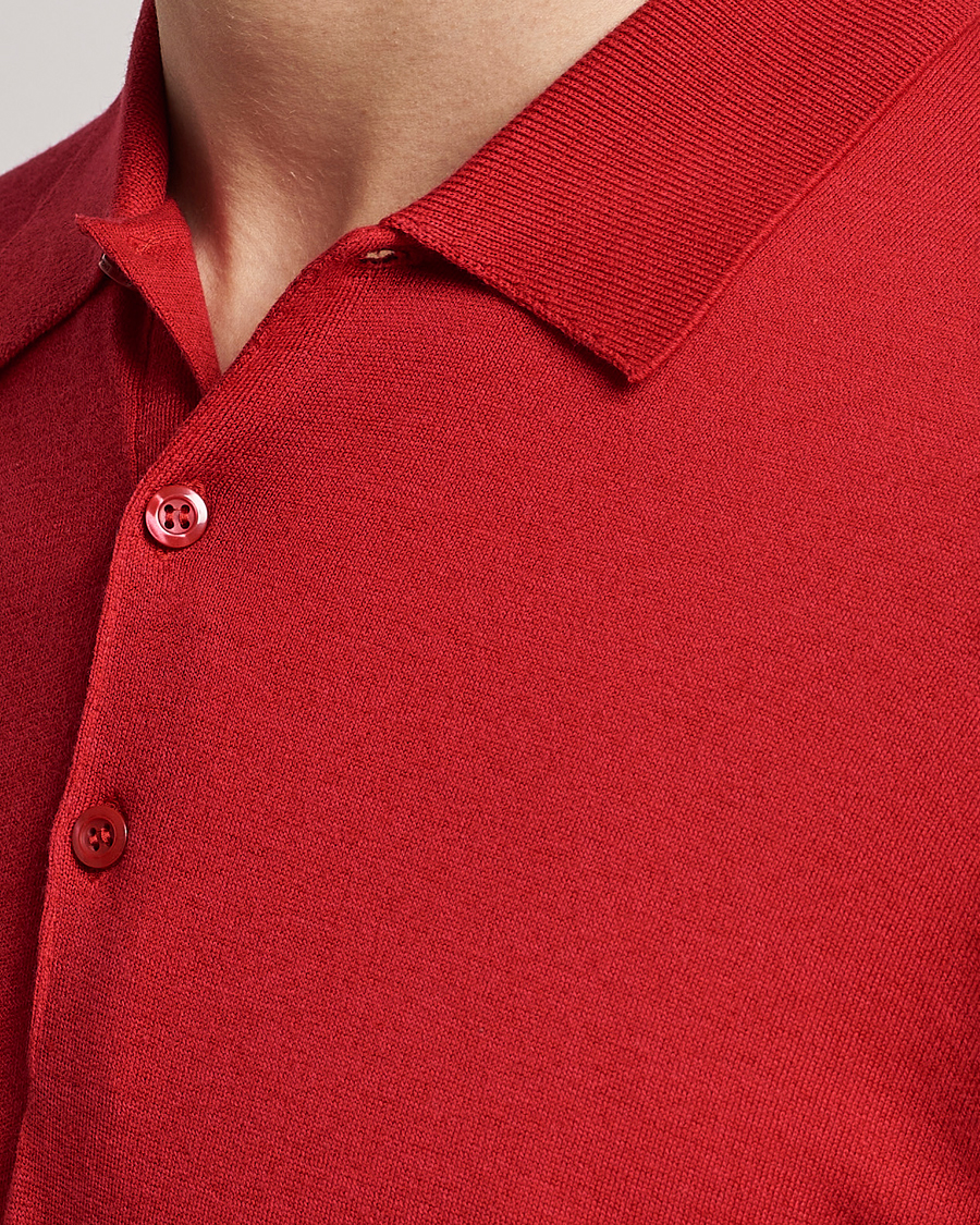 Uomini | Maglieria | John Smedley | Belper Wool/Cotton Polo Pullover Ruby