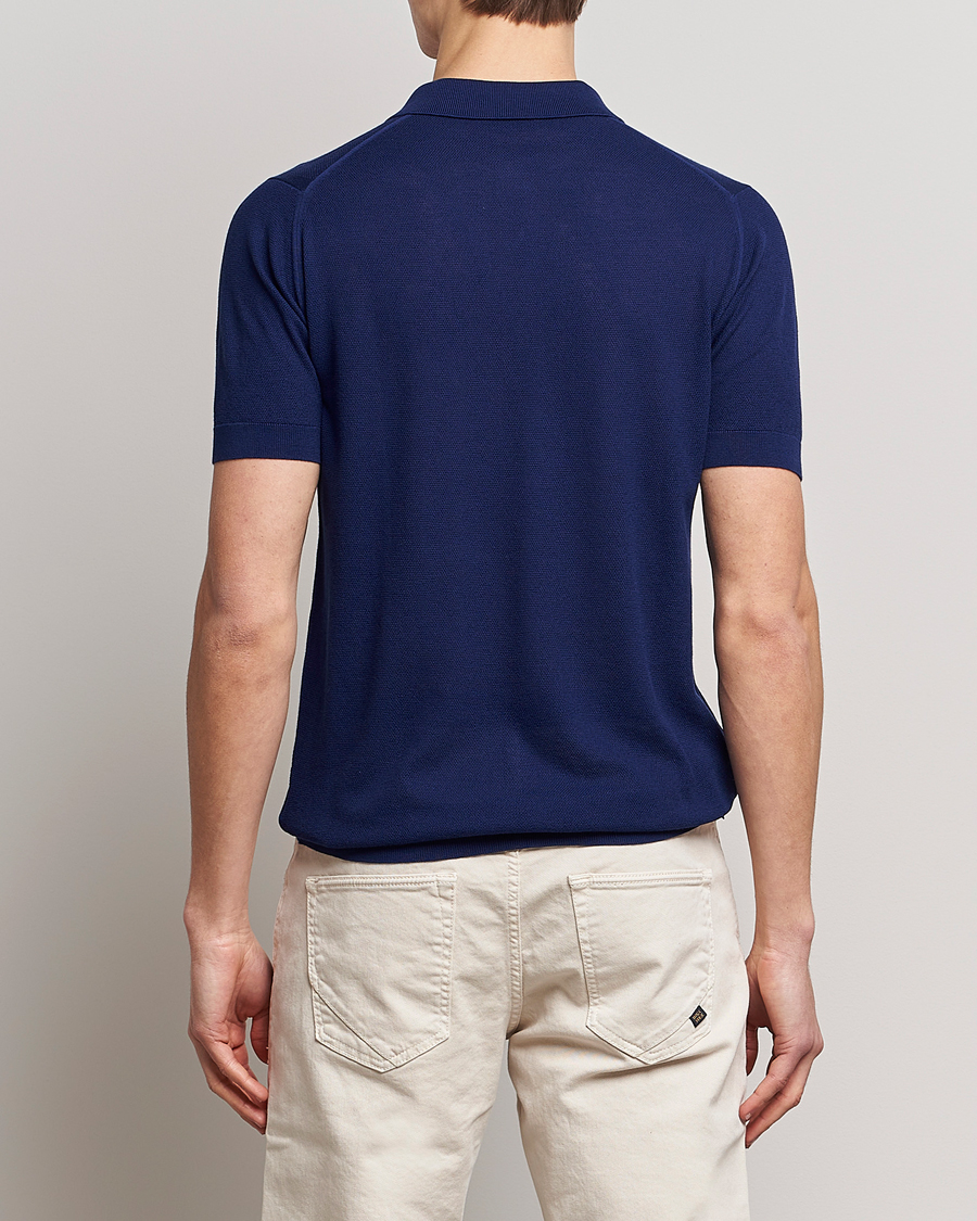 Uomini | Polo | John Smedley | Roth Structured Pique Marine Blue