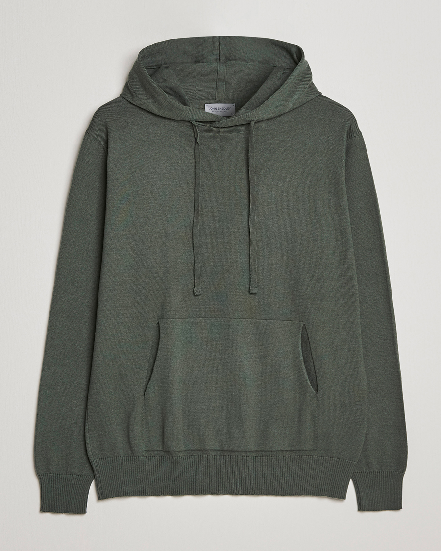 Uomini | Maglieria | John Smedley | Sundown Sea Island Hoodie Palm Green