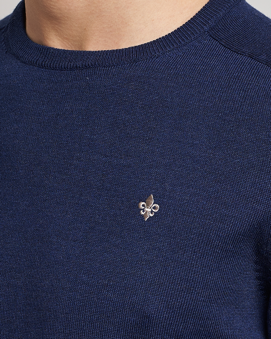 Uomini | Maglieria | Morris | Merino Crew Neck Pullover Blue
