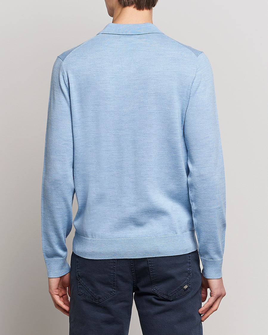 Uomini | Maglieria | Morris | Merino Knitted Polo Light Blue