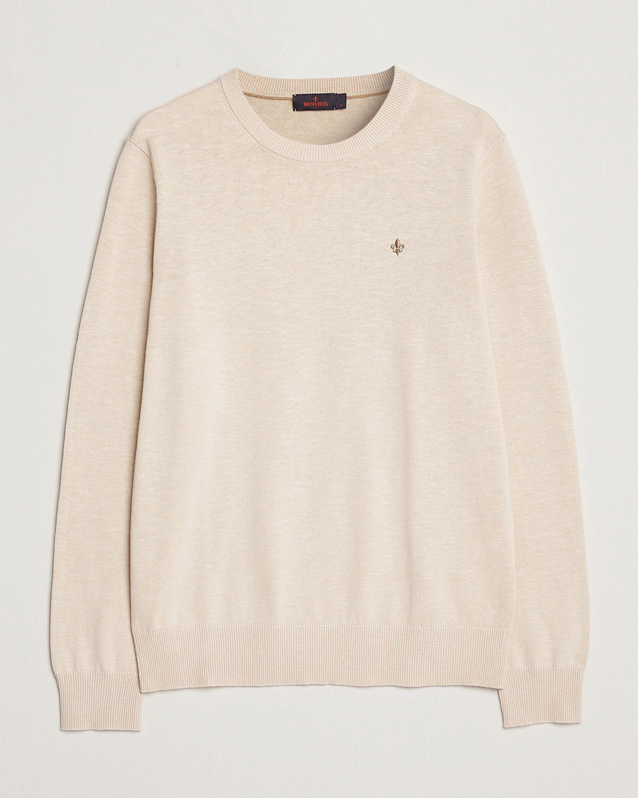 Uomini | Maglieria | Morris | Harold Cotton/Linen Summer Crew Neck Off White