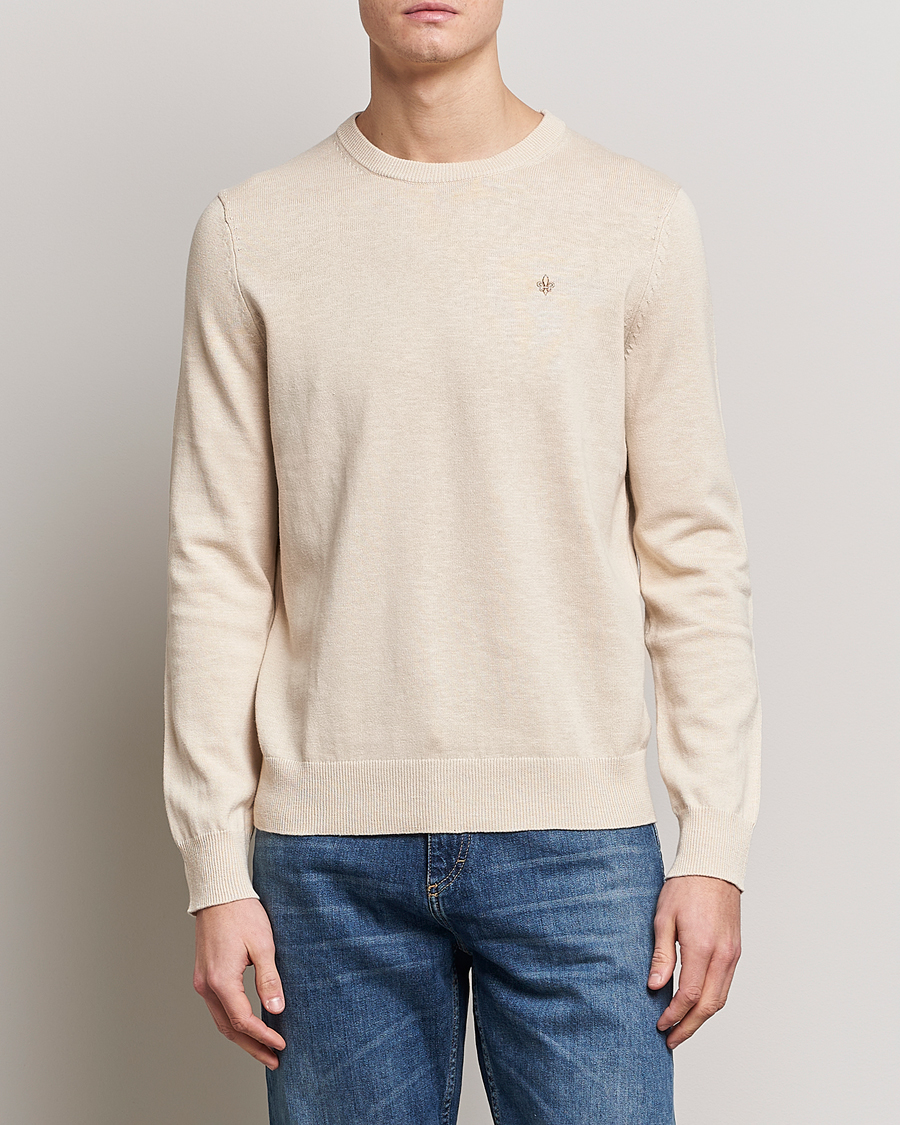 Uomini | Maglieria | Morris | Harold Cotton/Linen Summer Crew Neck Off White