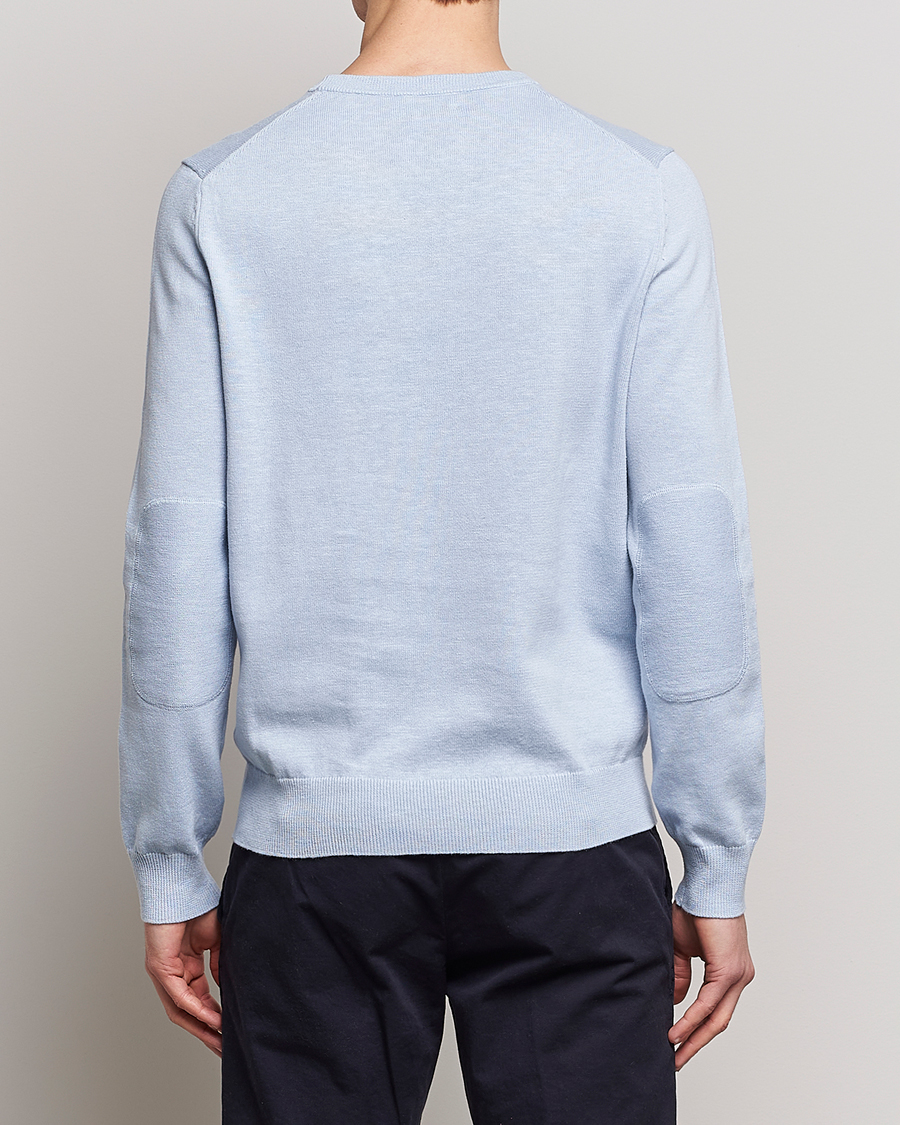 Uomini | Maglieria | Morris | Harold Cotton/Linen Summer Crew Neck Light Blue