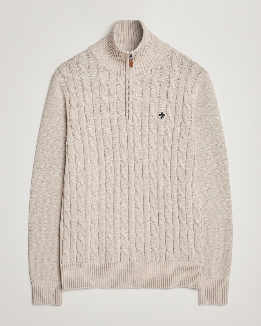 Uomini | Maglieria | Morris | Raymond Cable Half Zip Khaki