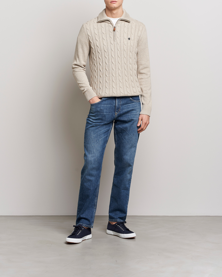 Uomini | Maglieria | Morris | Raymond Cable Half Zip Khaki