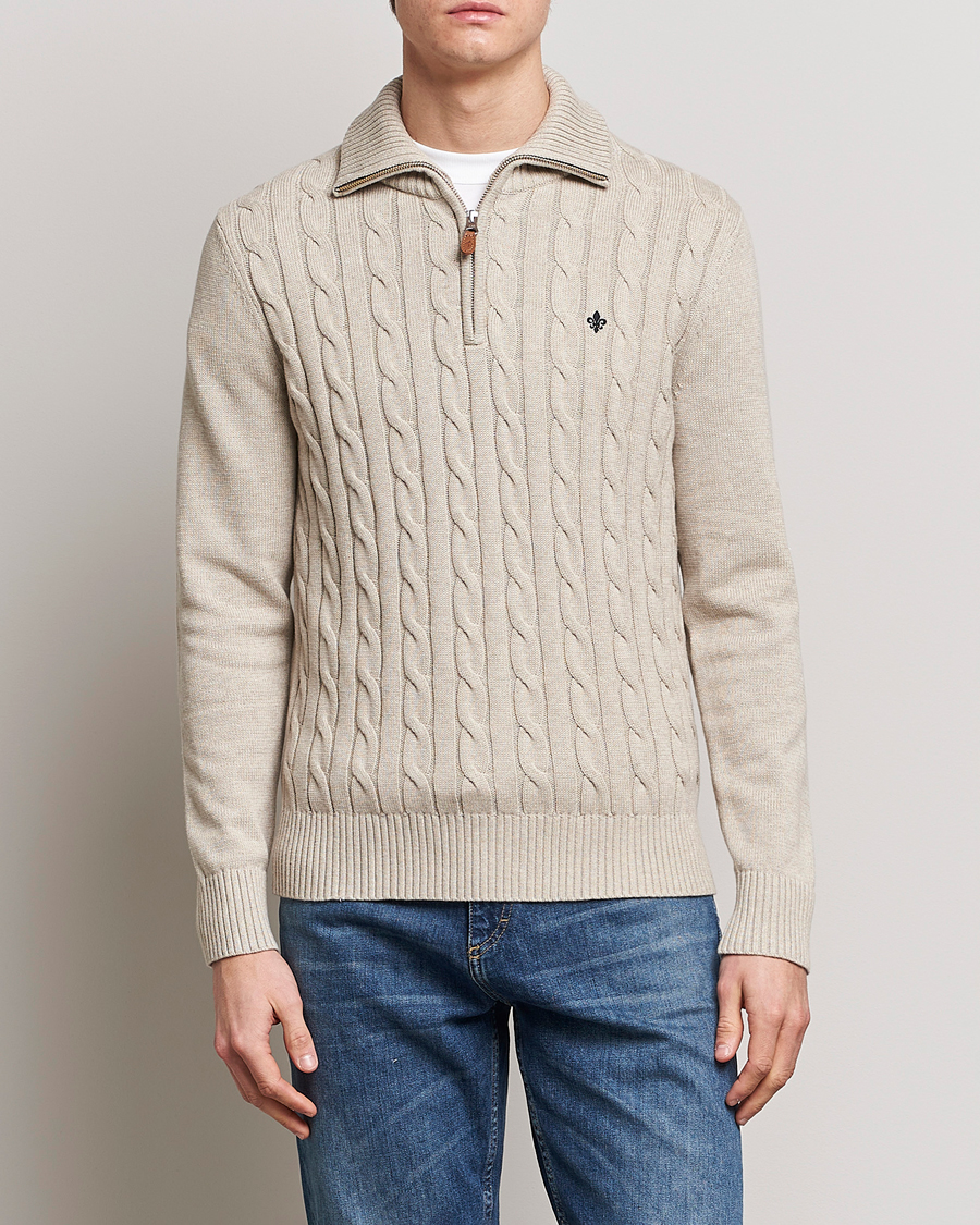 Uomini | Maglieria | Morris | Raymond Cable Half Zip Khaki