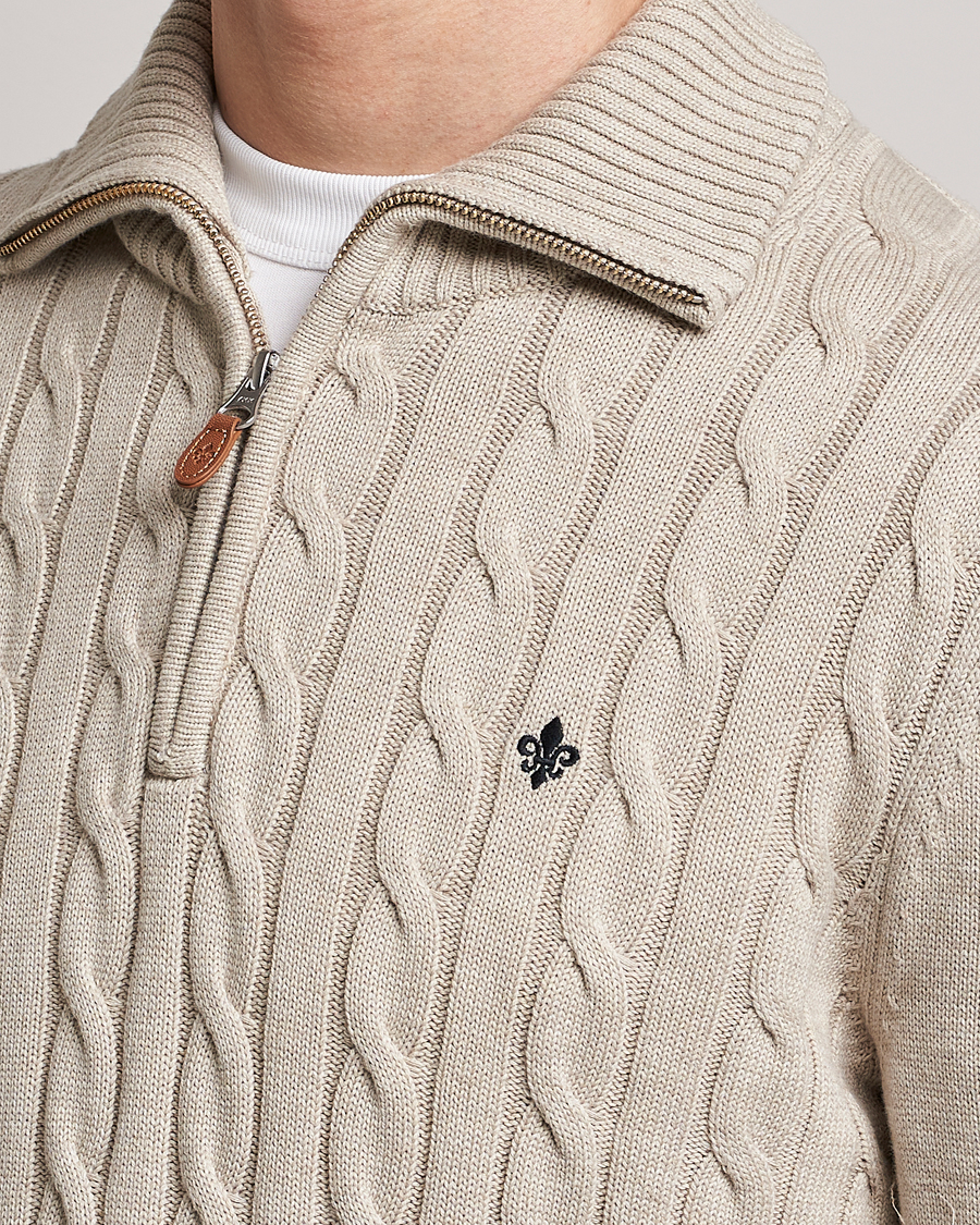 Uomini | Maglieria | Morris | Raymond Cable Half Zip Khaki