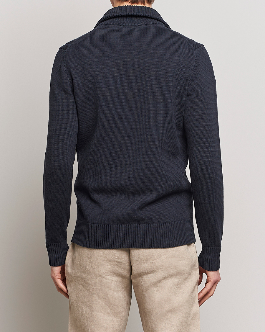 Uomini | Maglieria | Morris | Raymond Cable Half Zip Old Blue