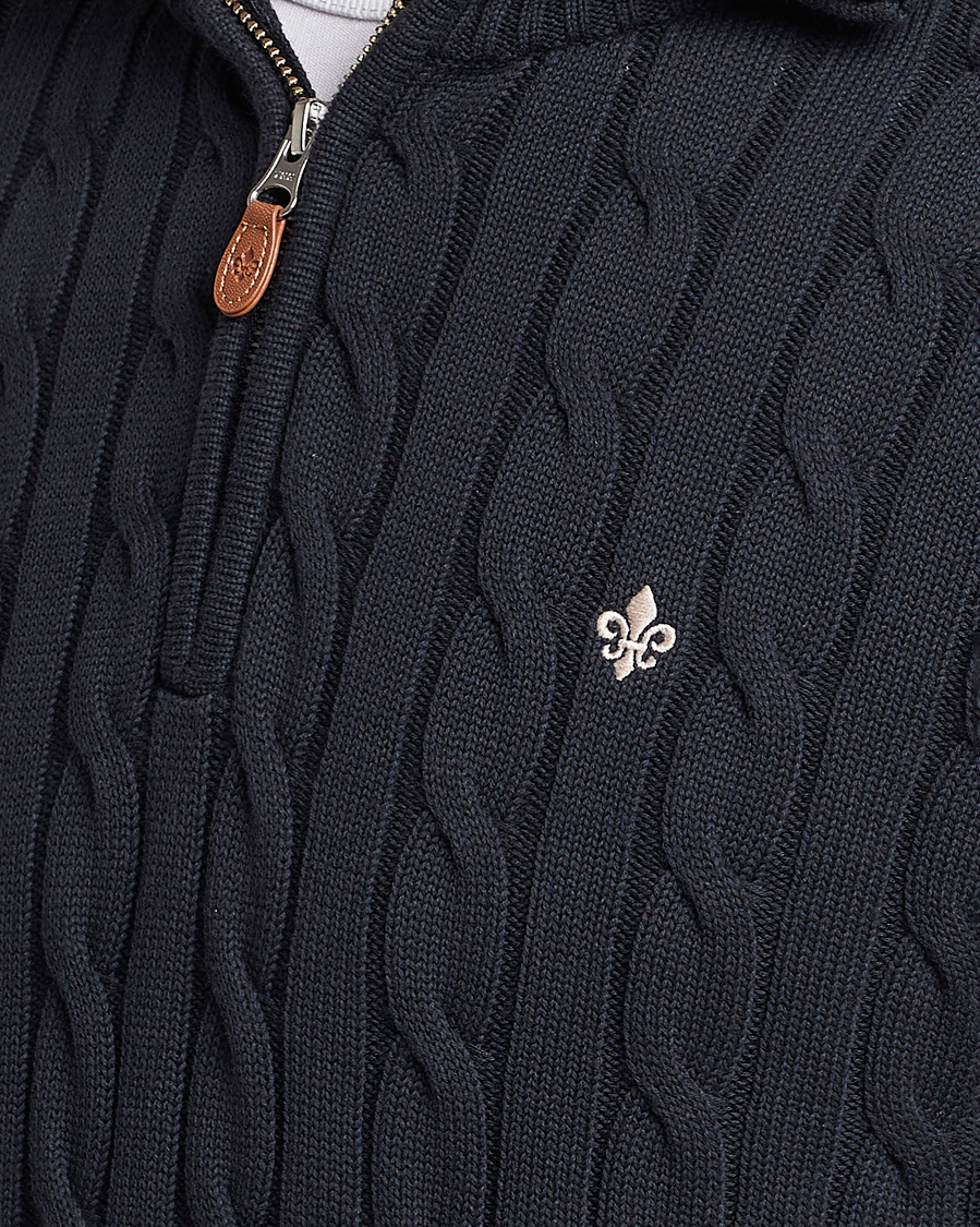 Uomini | Maglieria | Morris | Raymond Cable Half Zip Old Blue