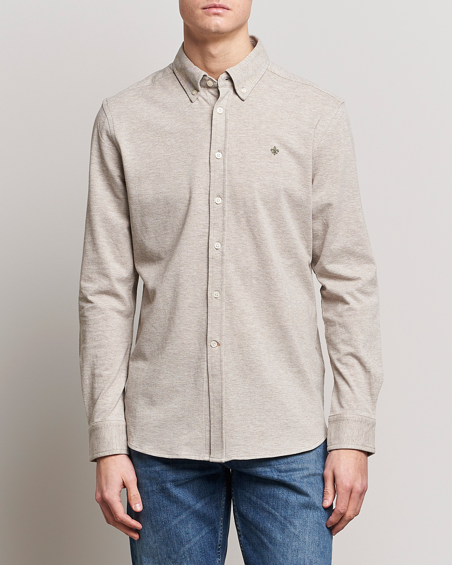 Uomini | Camicie | Morris | Ivory Jersey Button Down Shirt Beige