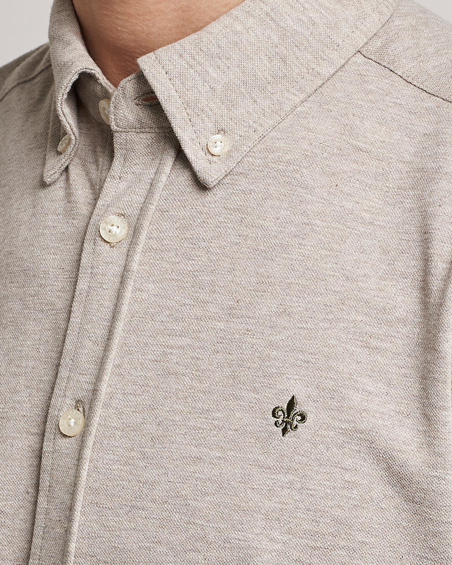 Uomini | Camicie | Morris | Ivory Jersey Button Down Shirt Beige