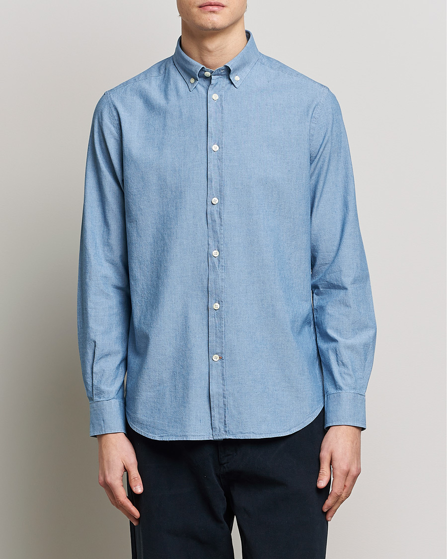Uomini | Camicie | Morris | John Chambray Button Down Shirt Light Blue