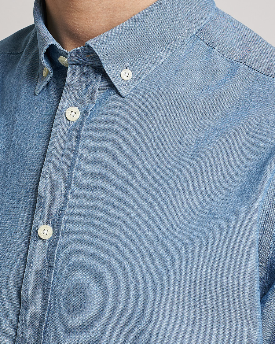 Uomini | Camicie | Morris | John Chambray Button Down Shirt Light Blue