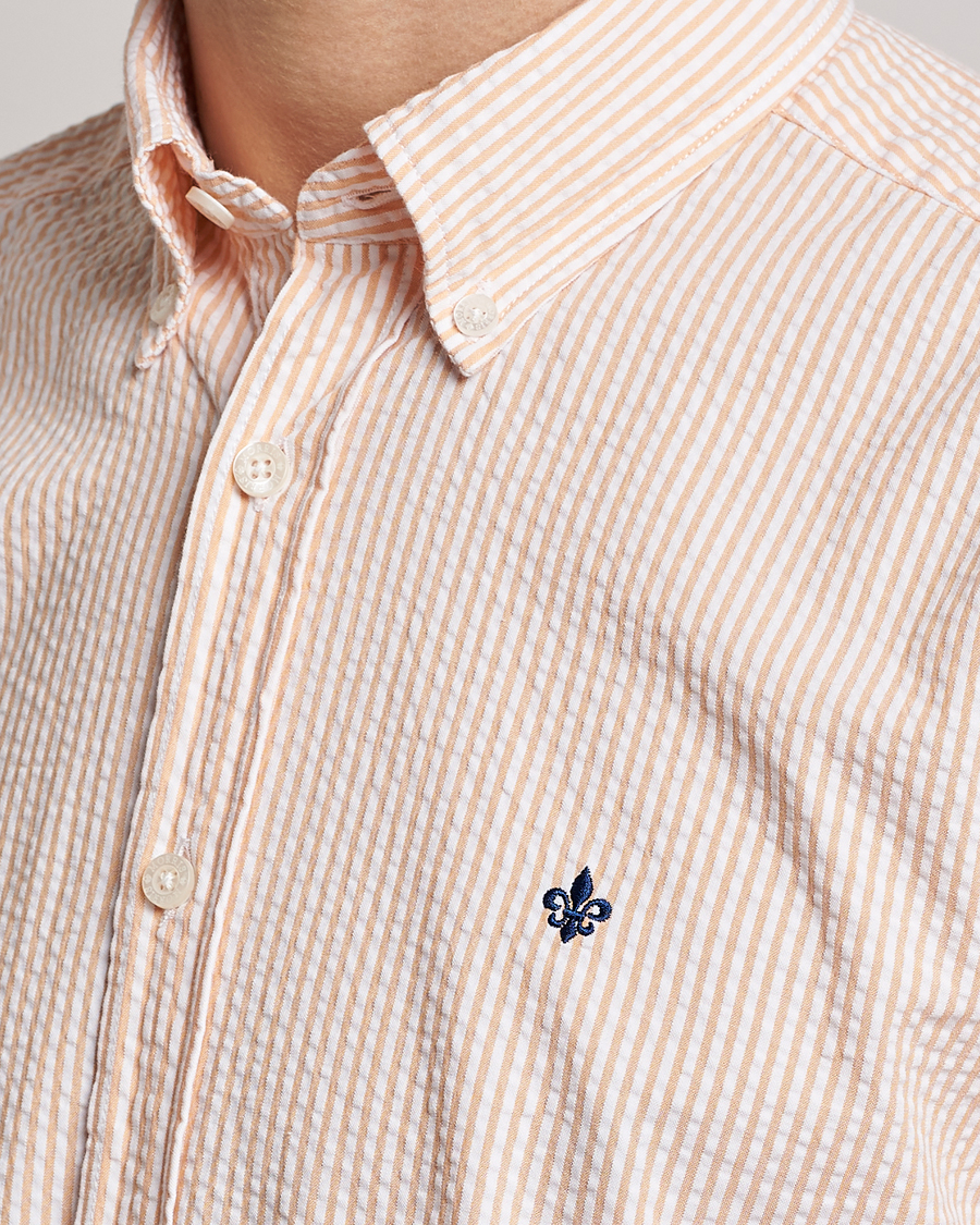 Uomini | Camicie | Morris | Seersucker Button Down Shirt Orange/White