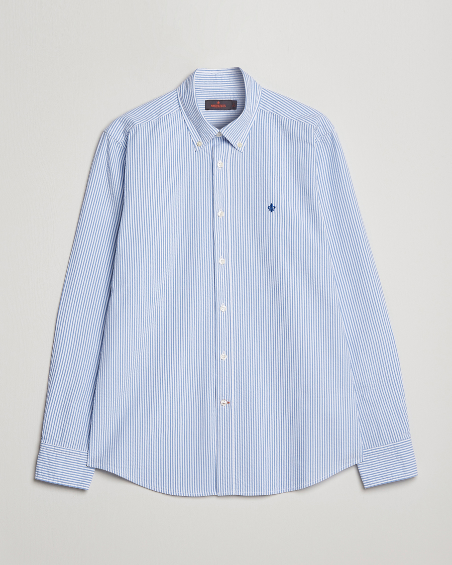 Uomini | Camicie | Morris | Seersucker Button Down Shirt Light Blue/White