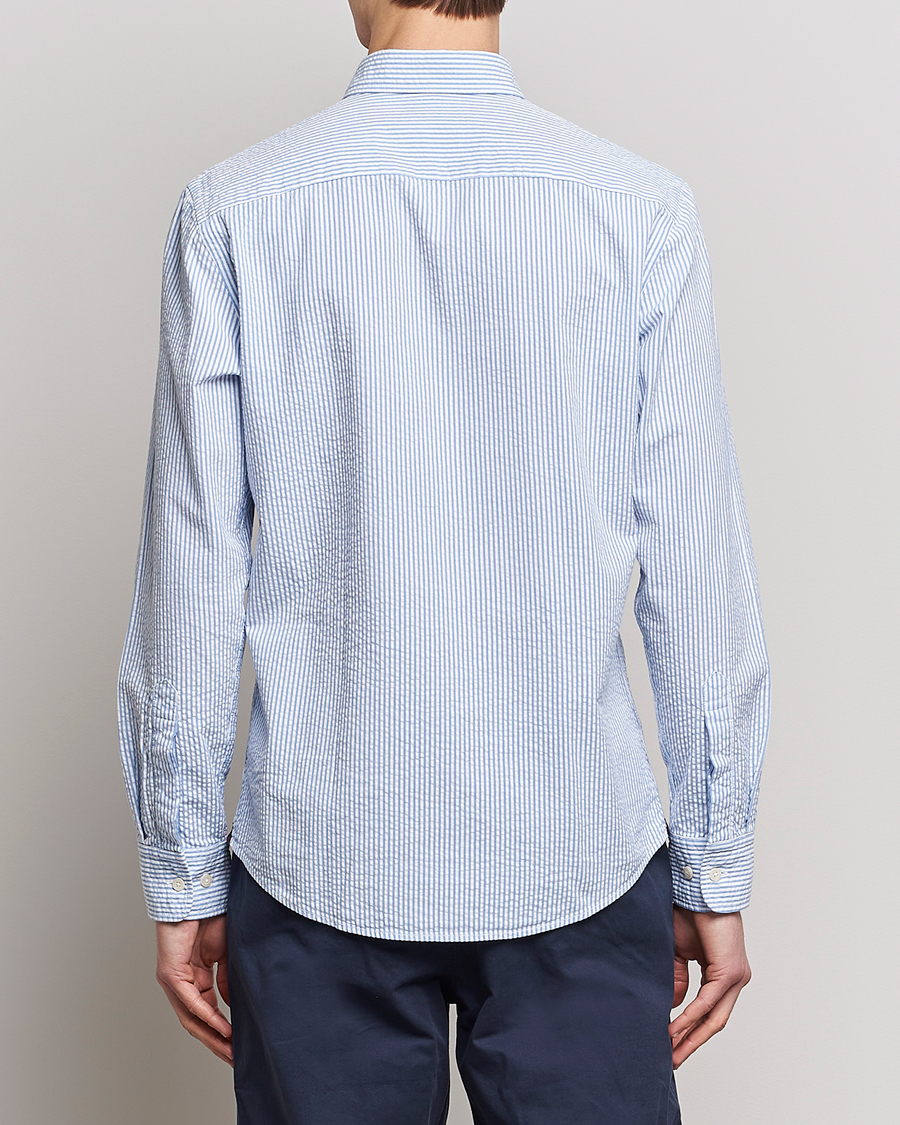 Uomini | Camicie | Morris | Seersucker Button Down Shirt Light Blue/White