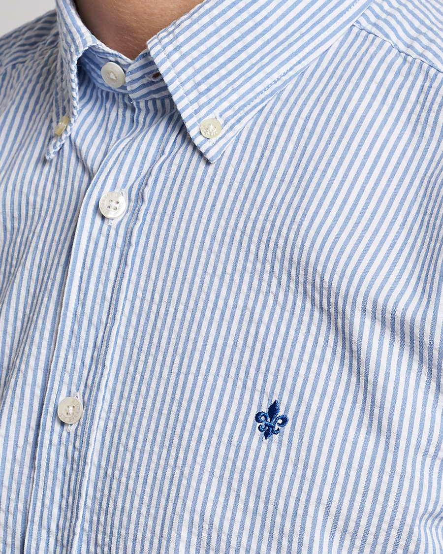 Uomini | Camicie | Morris | Seersucker Button Down Shirt Light Blue/White
