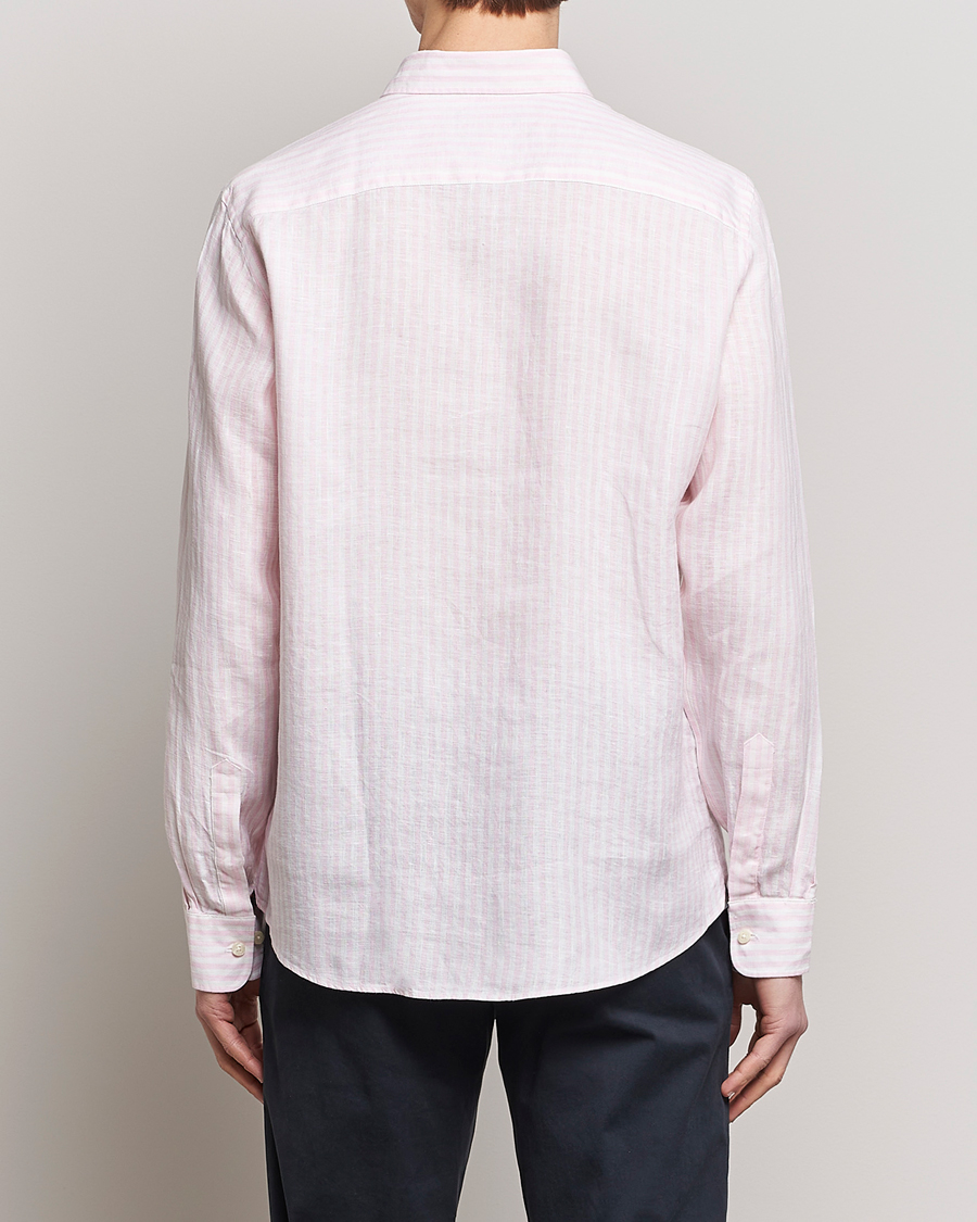 Uomini | Camicie | Morris | Douglas Linen Button Down Striped Shirt Pink/White