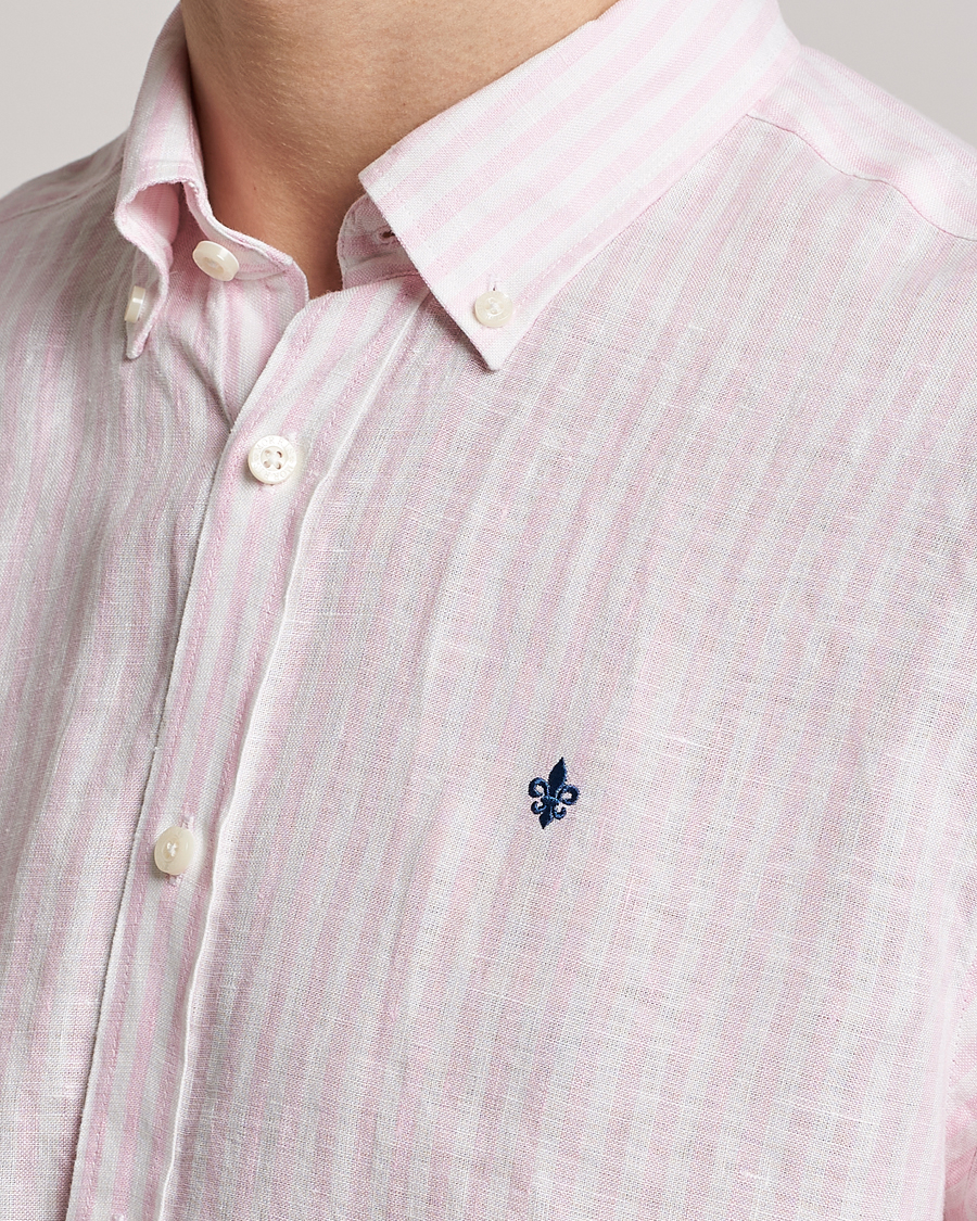 Uomini | Camicie | Morris | Douglas Linen Button Down Striped Shirt Pink/White