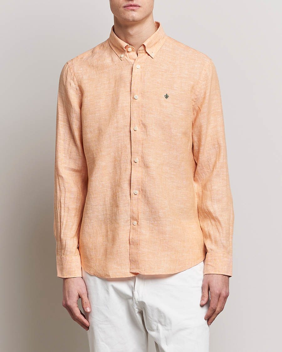 Uomini | Camicie | Morris | Douglas Linen Button Down Shirt Orange