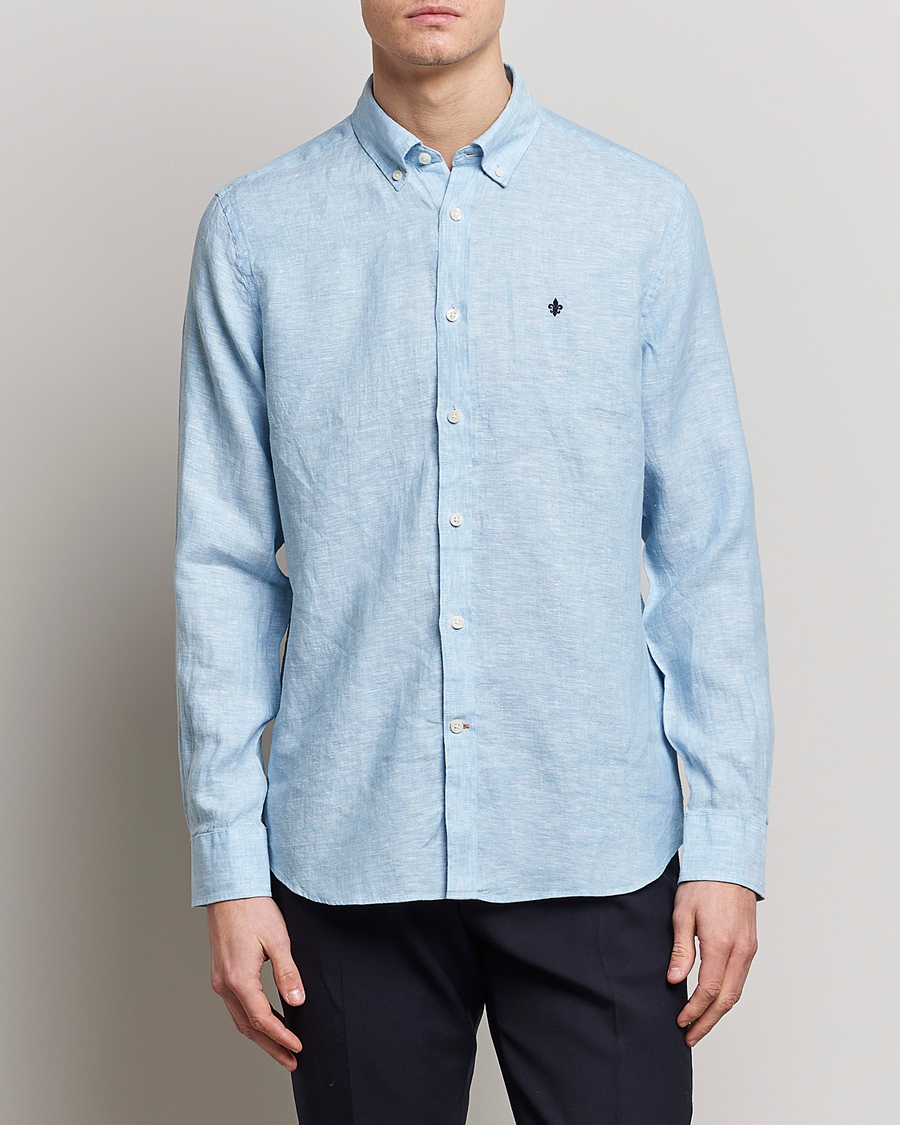 Uomini | Camicie | Morris | Douglas Linen Button Down Shirt Light Blue