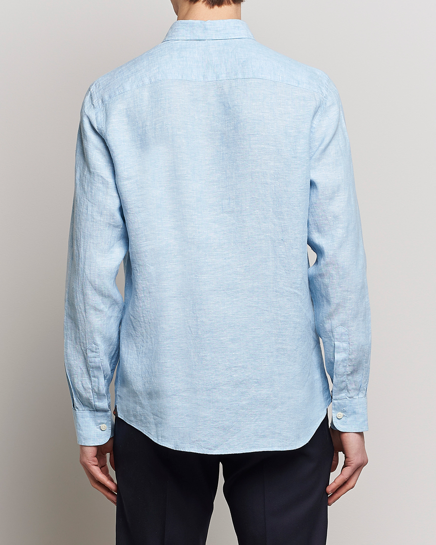 Uomini | Camicie | Morris | Douglas Linen Button Down Shirt Light Blue