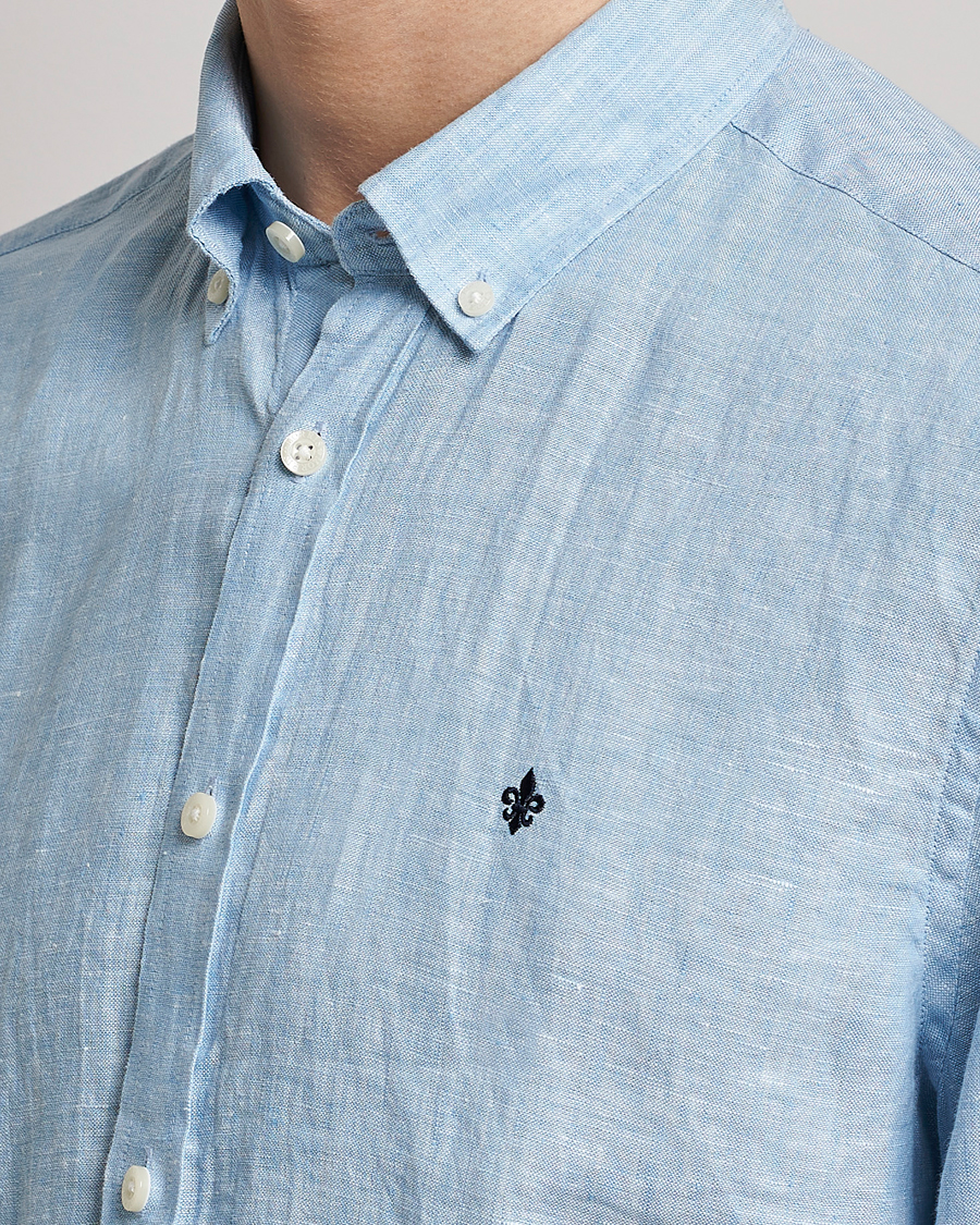 Uomini | Camicie | Morris | Douglas Linen Button Down Shirt Light Blue