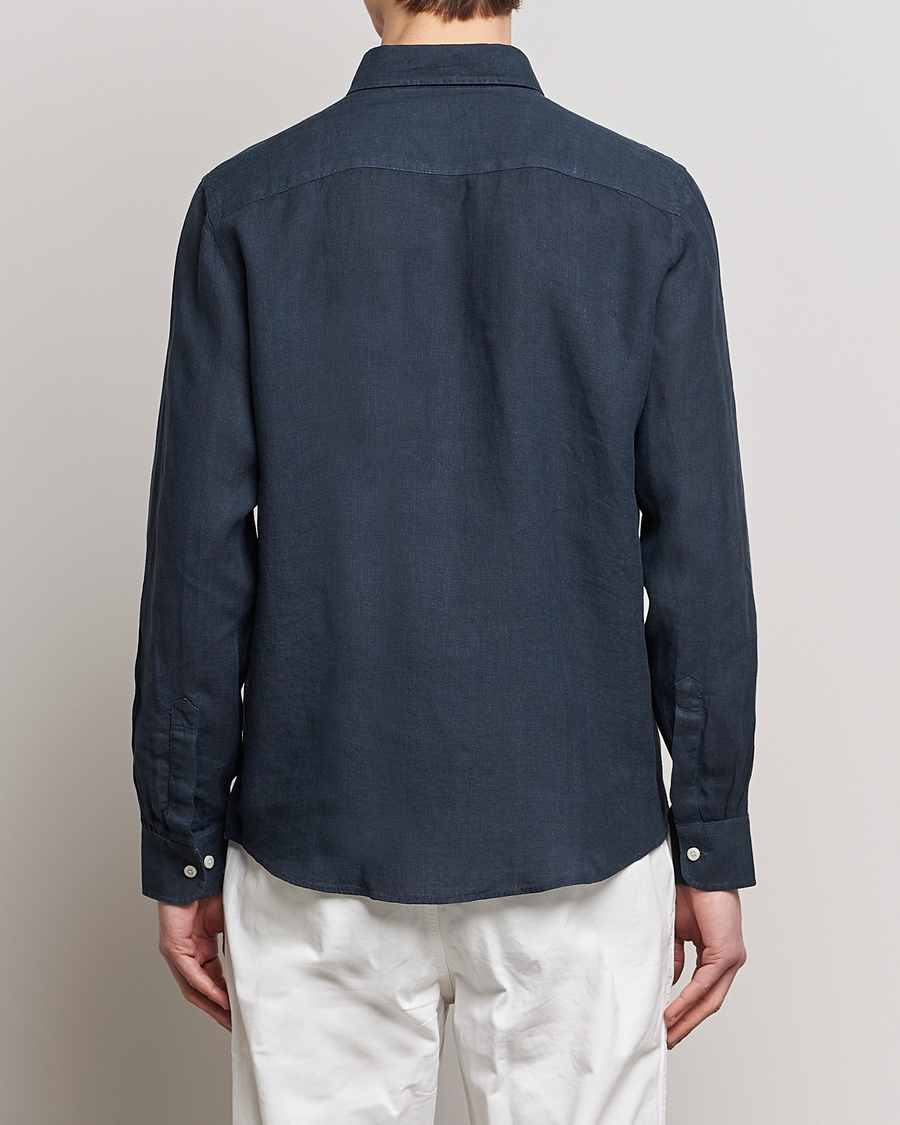 Uomini | Camicie | Morris | Douglas Linen Button Down Shirt Navy