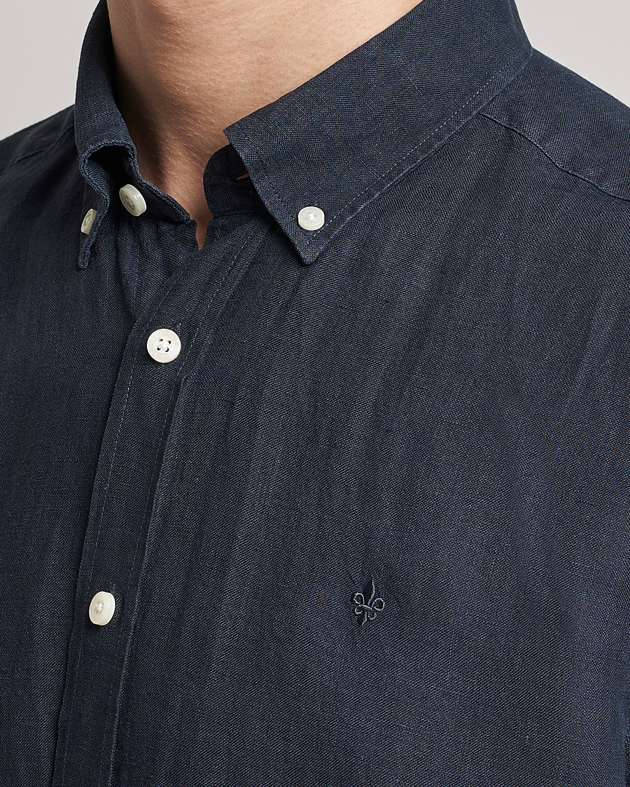 Uomini | Camicie | Morris | Douglas Linen Button Down Shirt Navy
