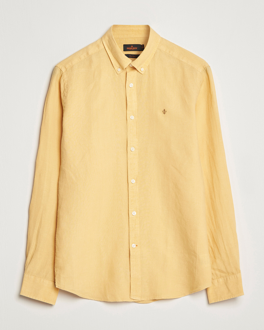 Uomini | Camicie | Morris | Douglas Linen Button Down Shirt Yellow