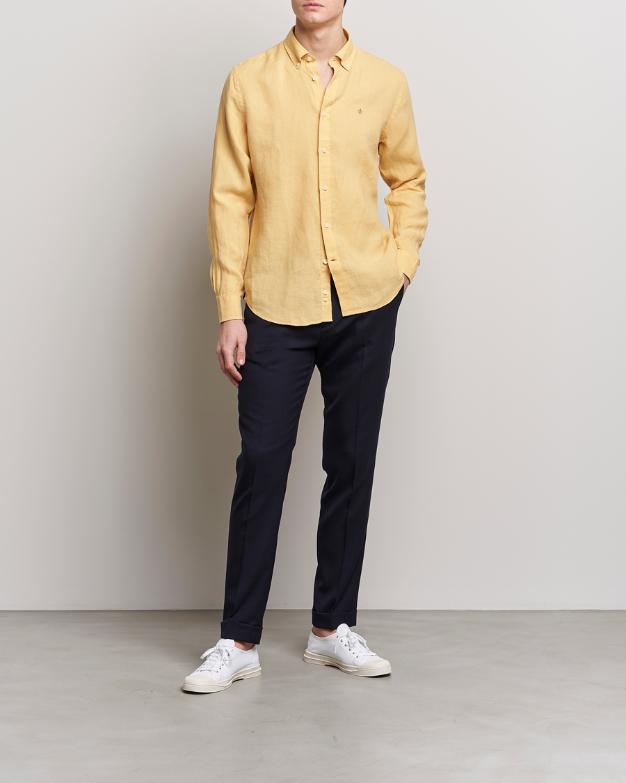 Uomini | Camicie | Morris | Douglas Linen Button Down Shirt Yellow