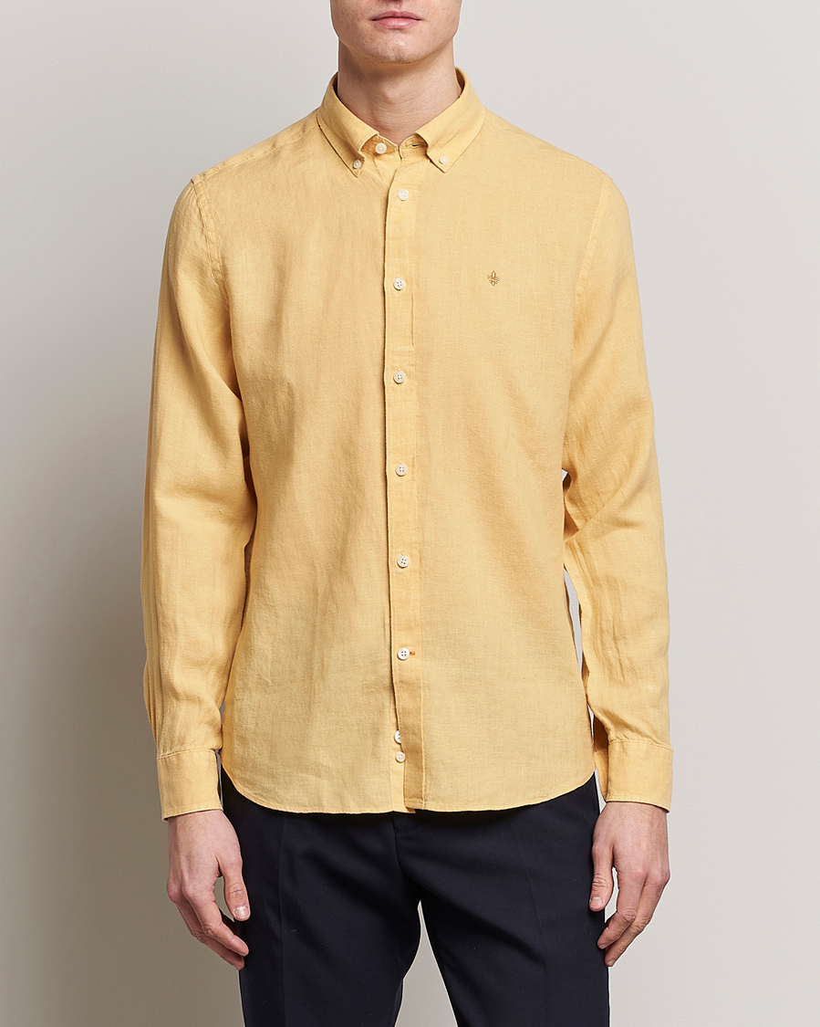 Uomini | Camicie | Morris | Douglas Linen Button Down Shirt Yellow