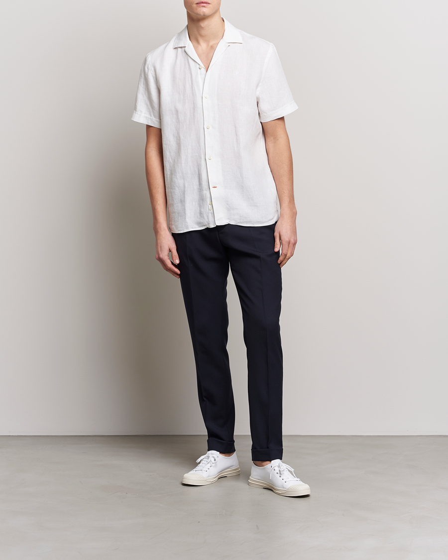 Uomini | Camicie | Morris | Douglas Linen Short Sleeve Shirt White