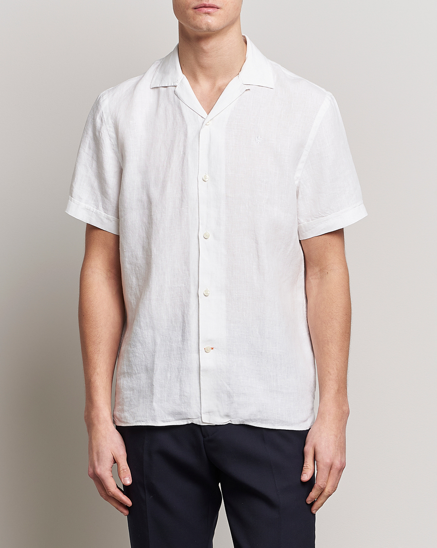 Uomini | Camicie | Morris | Douglas Linen Short Sleeve Shirt White