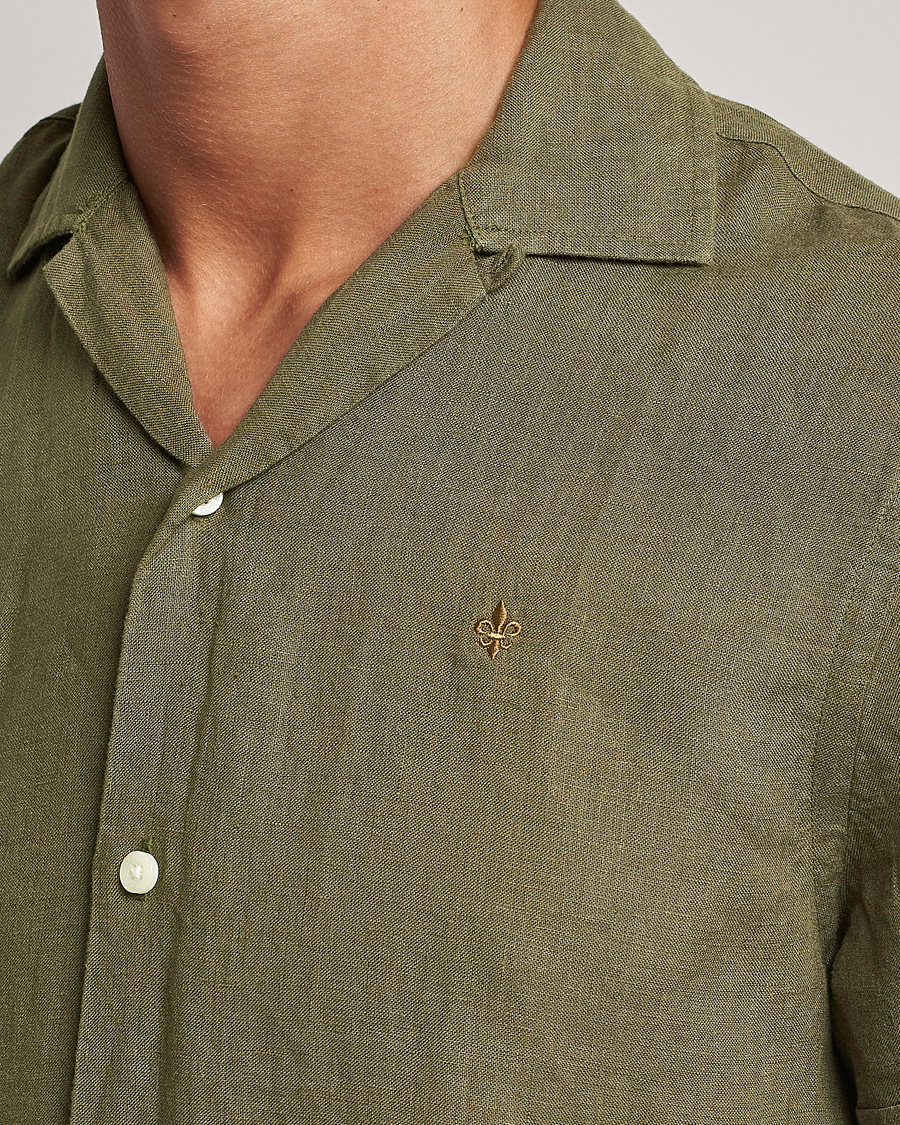 Uomini | Camicie | Morris | Douglas Linen Short Sleeve Shirt Dark Green