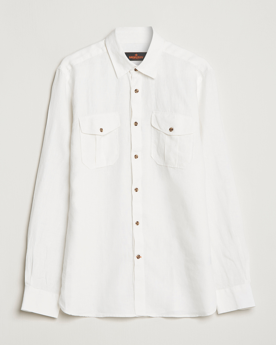 Uomini | Camicie | Morris | Safari Linen Shirt White
