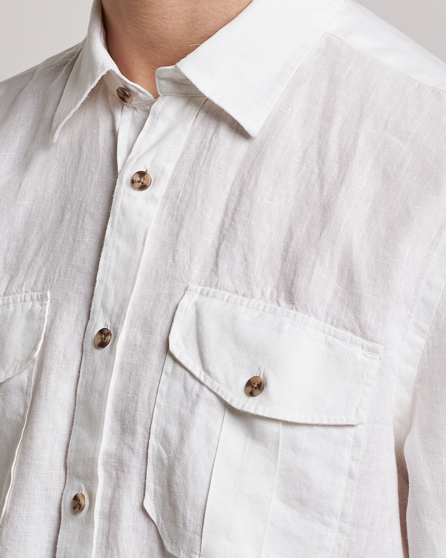 Uomini | Camicie | Morris | Safari Linen Shirt White