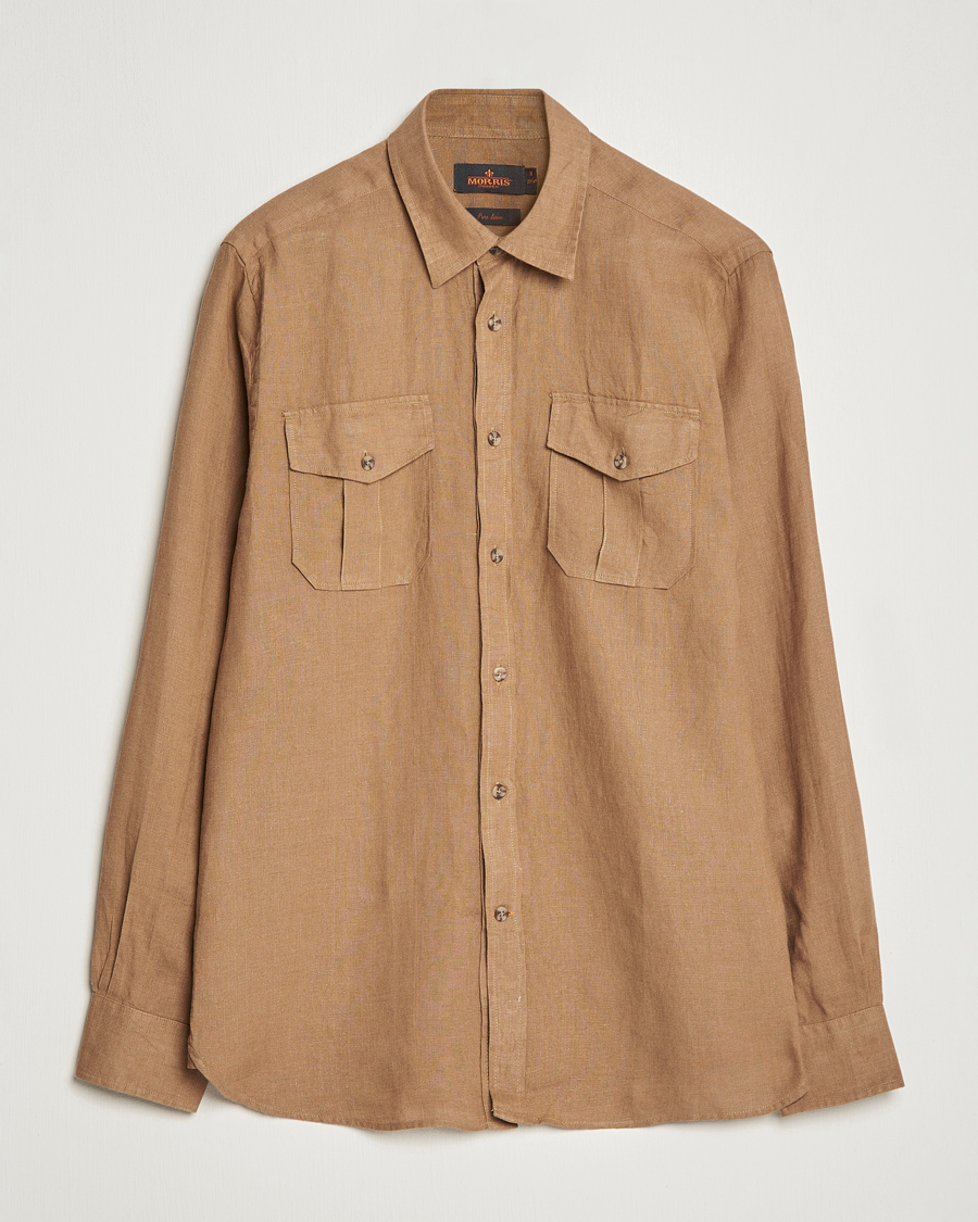 Uomini | Camicie | Morris | Safari Linen Shirt Khaki Brown