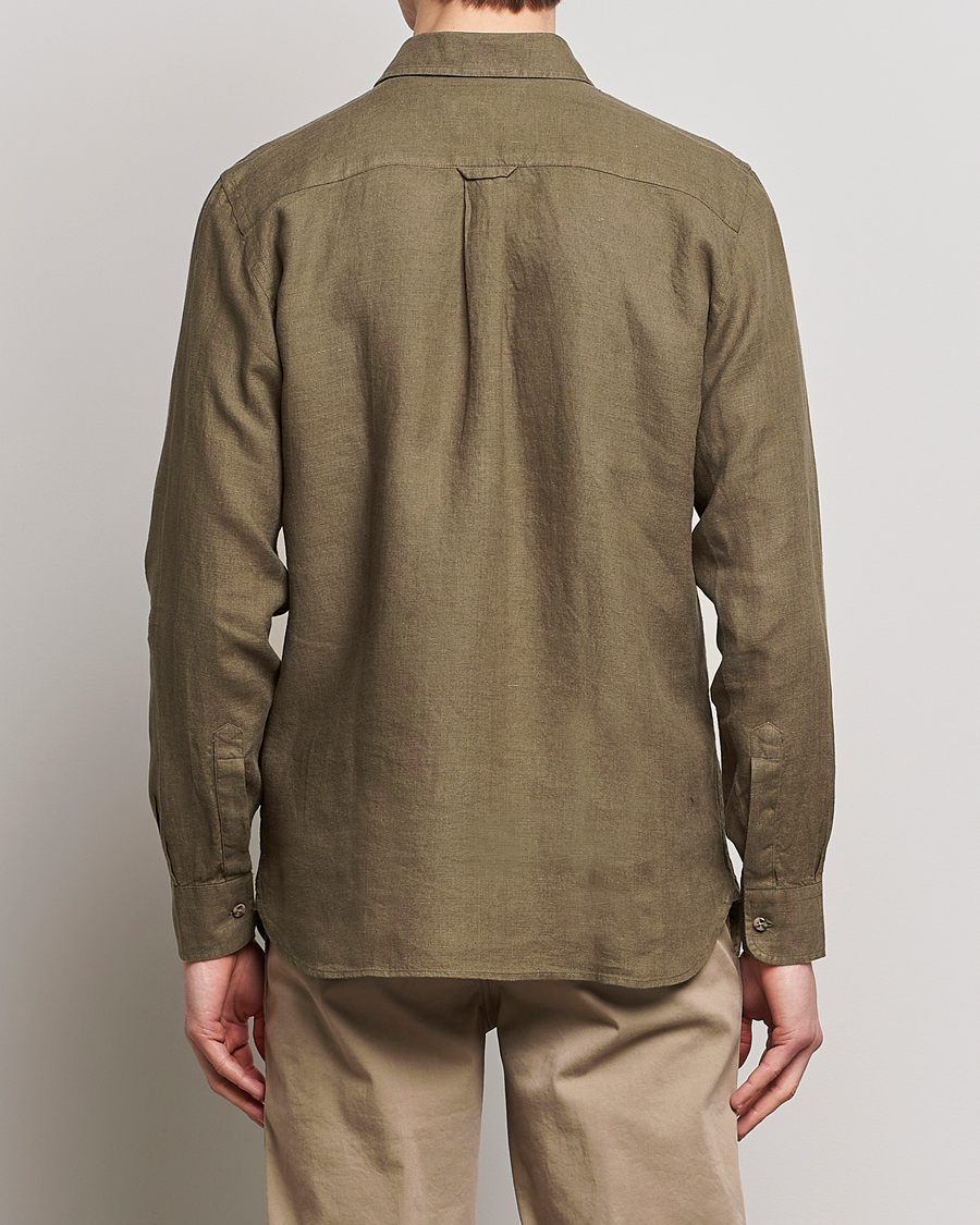 Uomini | Camicie | Morris | Safari Linen Shirt Dark Green