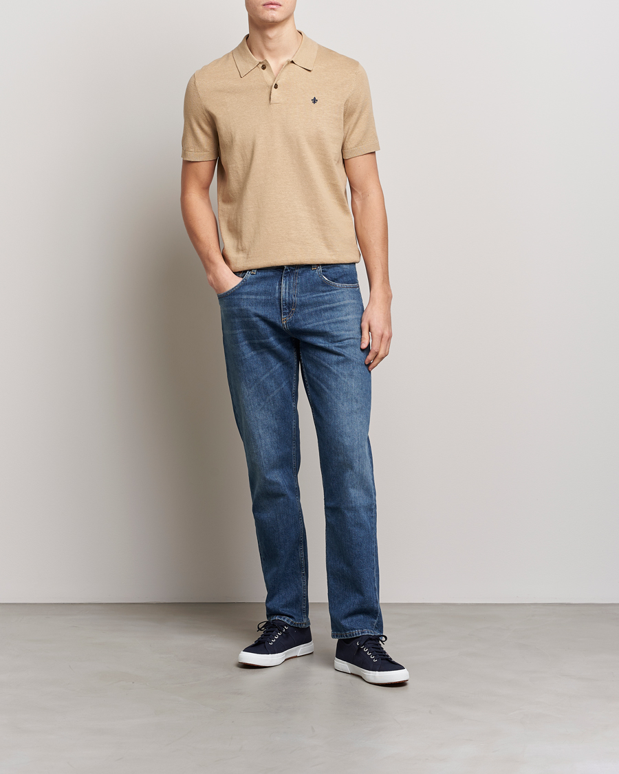 Uomini | Polo | Morris | Harold Cotton/Linen Summer Polo Camel