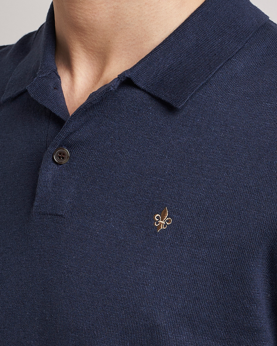 Uomini | Polo | Morris | Harold Cotton/Linen Summer Polo Navy