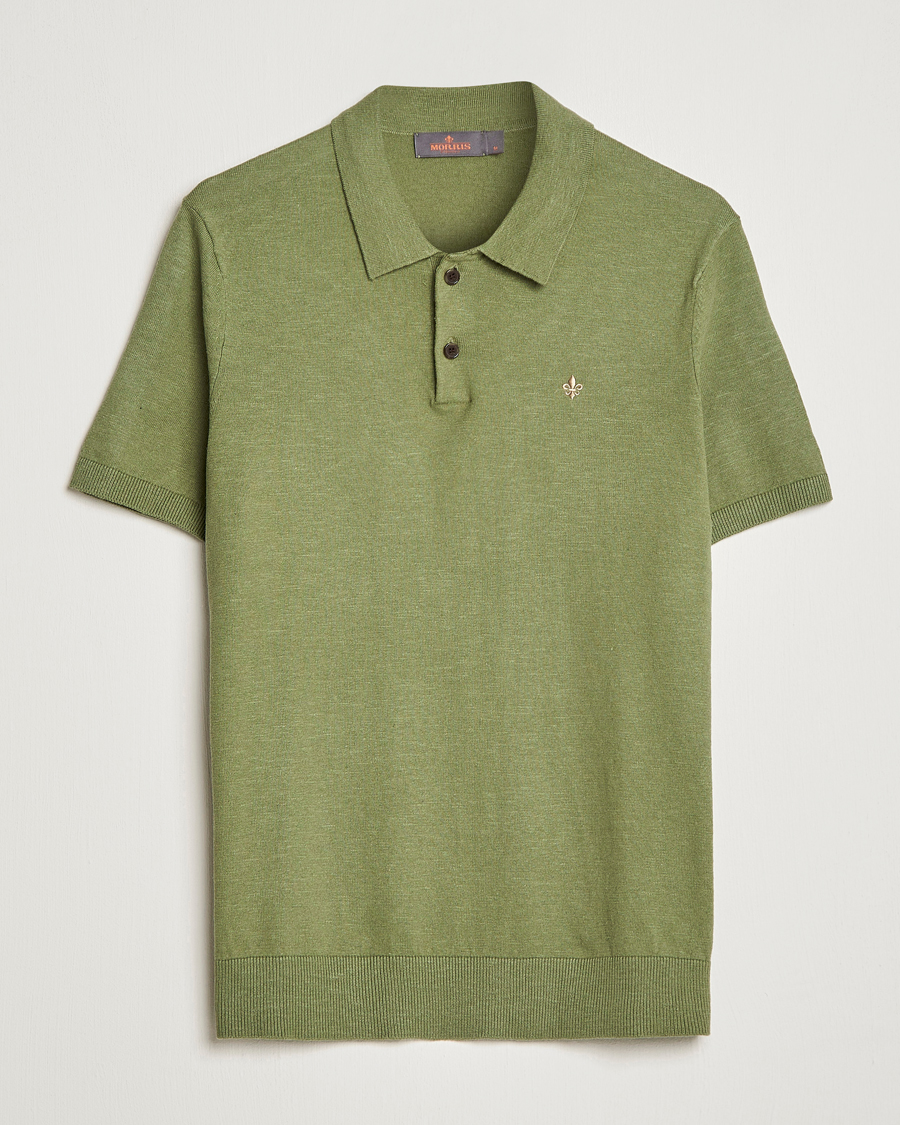 Uomini | Polo | Morris | Harold Cotton/Linen Summer Polo Sage Green