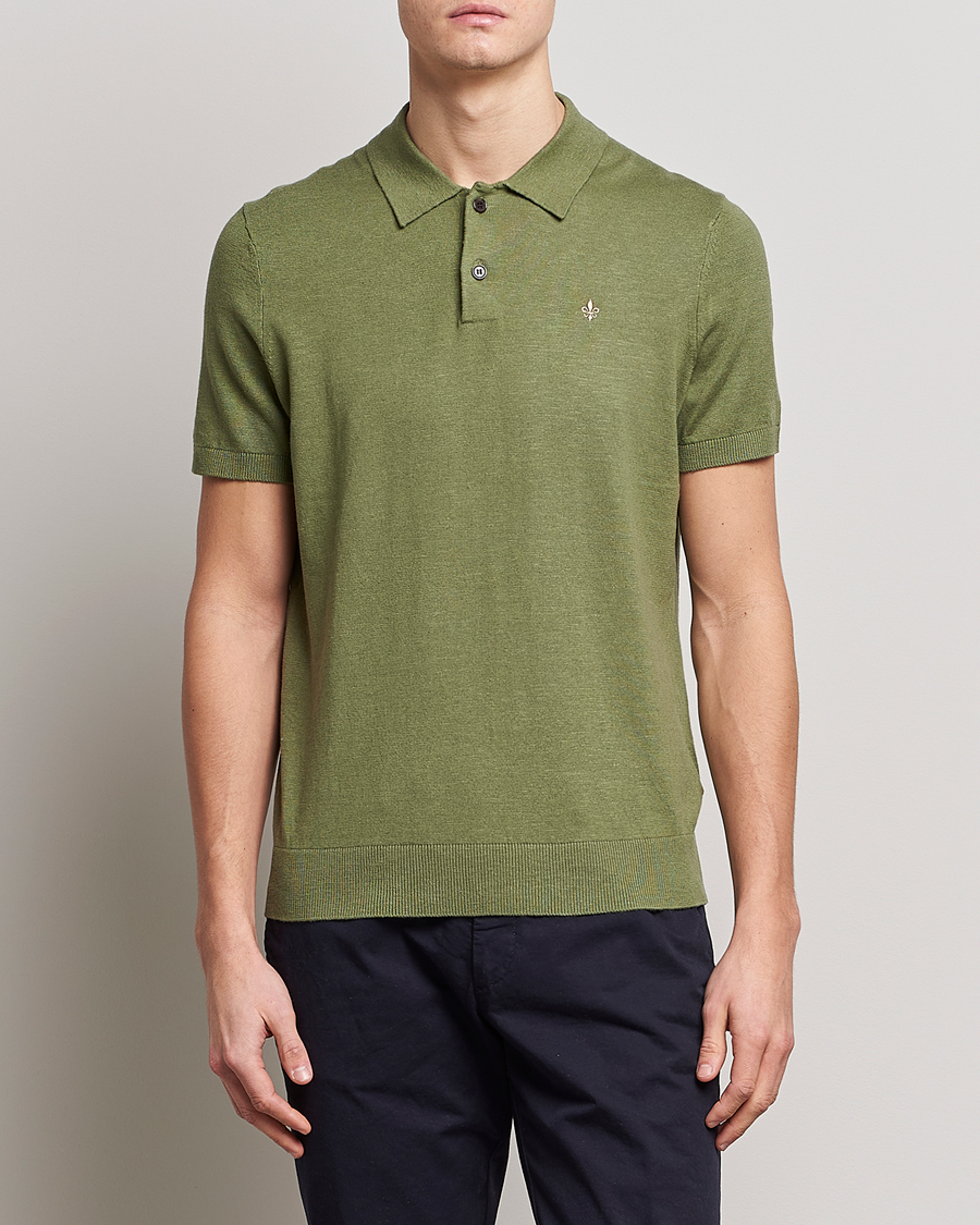 Uomini | Polo | Morris | Harold Cotton/Linen Summer Polo Sage Green