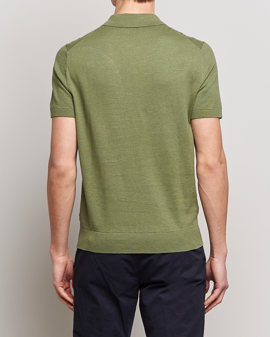 Uomini | Polo | Morris | Harold Cotton/Linen Summer Polo Sage Green
