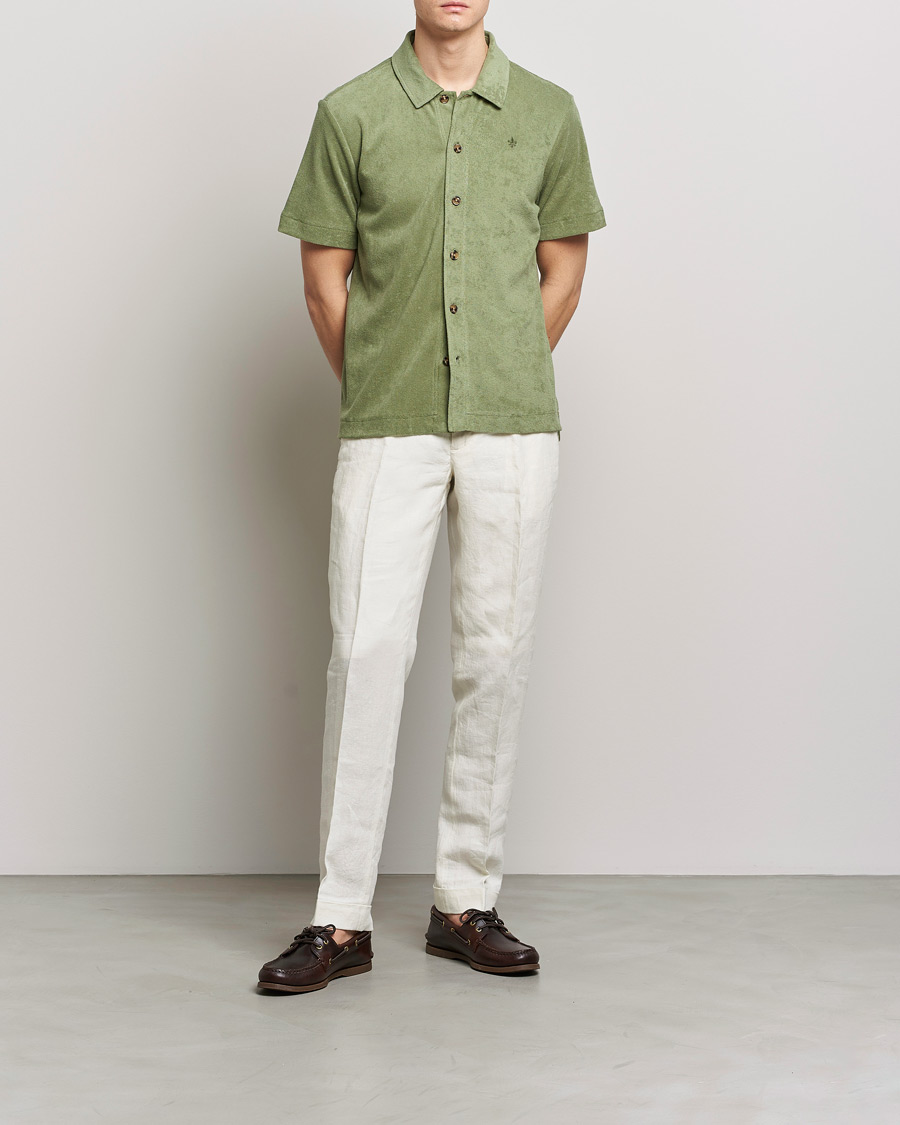 Uomini | Camicie | Morris | Hunter Terry Short Sleeve Shirt Sage Green
